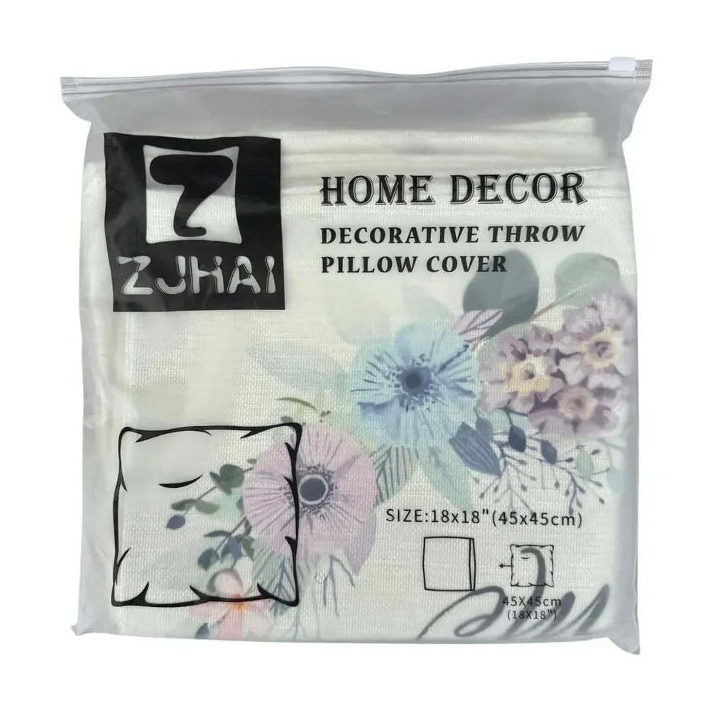 New ZJHAI 4 Piece Set Home Sweet Home Floral Spring Pillow Cover Case 18x18
